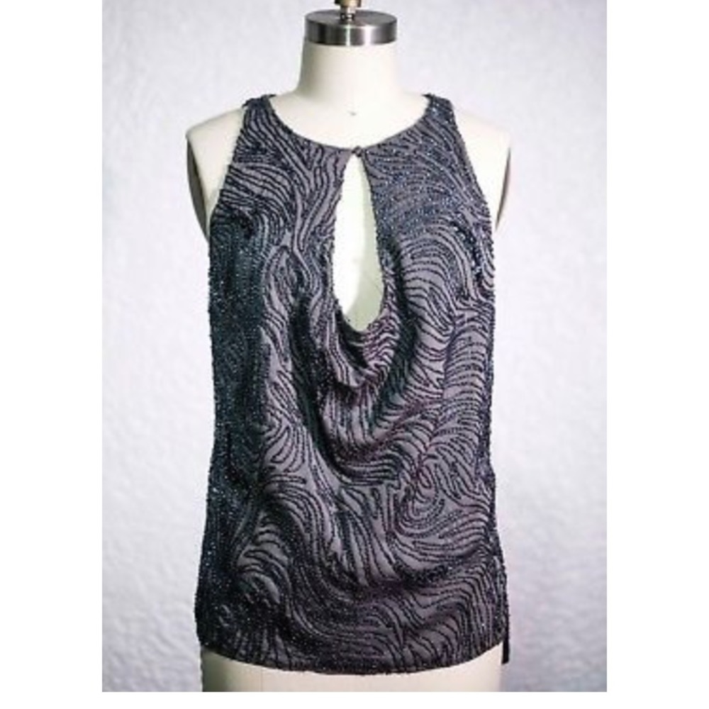 Halston Heritage New embroidered top grey size 12